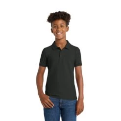 Port Authority® Youth Core Classic Pique Polo (Q121332) -Qualityimprint Shop Q121332 deepblack pique polo shirts with logo 7