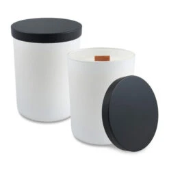 14 Oz. White Matte Candle With LUX Box (Q141211) -Qualityimprint Shop Q141211 blank candles with logo 1
