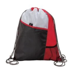 Mesh Drawstring Bags With Front Pull-Tab Pocket (Q164311) -Qualityimprint Shop Q164311 red blank drawstringbags withlogo 4