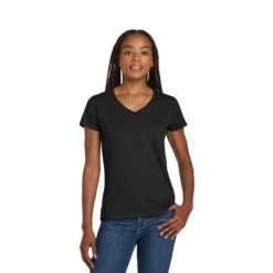 Gildan® Ladies Heavy Cotton™ 100% Cotton V-Neck T-Shirt (Q167922) 16 Gildan® Ladies Heavy Cotton™ 100% Cotton V-Neck T-Shirt (Q167922) -Qualityimprint Shop Q167922 black vneck tshirts with logo 11