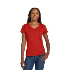 Gildan® Ladies Heavy Cotton™ 100% Cotton V-Neck T-Shirt (Q167922) 21 Gildan® Ladies Heavy Cotton™ 100% Cotton V-Neck T-Shirt (Q167922) -Qualityimprint Shop Q167922 red vneck tshirts with logo 6