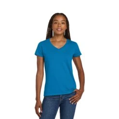 Gildan® Ladies Heavy Cotton™ 100% Cotton V-Neck T-Shirt (Q167922) 23 Gildan® Ladies Heavy Cotton™ 100% Cotton V-Neck T-Shirt (Q167922) -Qualityimprint Shop Q167922 sapphire vneck tshirts with logo 4