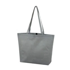 Beach Tote Bags With Hook & Loop Fastener Closure (Q185711) -Qualityimprint Shop Q185711 gray totebags with logo 3
