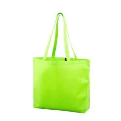Beach Tote Bags With Hook & Loop Fastener Closure (Q185711) -Qualityimprint Shop Q185711 lime green totebags with logo 4