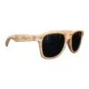 Light Wood Tone Polycarbonate Miami Sunglasses (Q192511) -Qualityimprint Shop Q192511 lightwoodtone sunglasses withlogo beautyshot 1