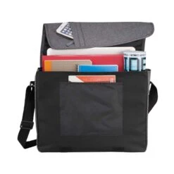 Urban 15" Computer Messenger Bags (Q194711) -Qualityimprint Shop Q194711 graphite open laptopbags withlogo 4
