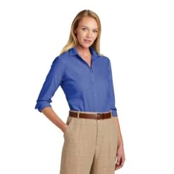 Brooks Brothers® Women's Wrinkle-Free Nailhead Shirt (Q209722) -Qualityimprint Shop Q209722 CobaltBlue Dress Shirts with logo 1