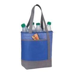 Chrome Non-Woven 9 Can Lunch Cooler (Q213322) -Qualityimprint Shop Q213322 blue open coolerbags withlogo 5