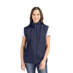 Cutter & Buck Charter Eco Recycled Full-Zip Womens Vest (Q224332) -Qualityimprint Shop Q224332 navyblue vests with logo 3