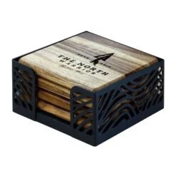 4 Pc. Acacia Wood Square Coaster Set (Q239622)