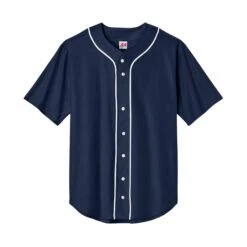 A4 Short Sleeve Full-Button Baseball Top (Q254332) -Qualityimprint Shop Q254332 navy t shirts with logo 3