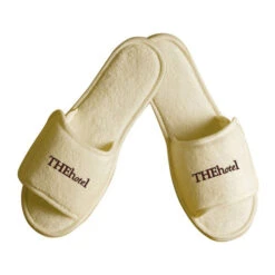 Open Toe Terry Slippers With Velcro Closure (Q268811)