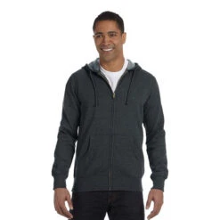 Econscious Men's Organic Heathered Fleece Full-Zip Hoodies (Q274811) -Qualityimprint Shop Q274811 charcoal sweatshirts with logo 5