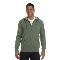 Econscious Men's Organic Heathered Fleece Full-Zip Hoodies (Q274811) -Qualityimprint Shop Q274811 military green sweatshirts with logo 3