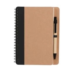 The Eco Spiral Notebooks & Pens (60 Pages) (Q300311) -Qualityimprint Shop Q300311 black blank notebooks withlogo 5