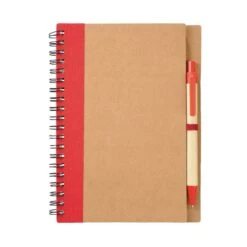 The Eco Spiral Notebooks & Pens (60 Pages) (Q300311) -Qualityimprint Shop Q300311 red blank notebooks withlogo 4