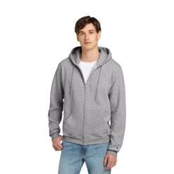 Champion® Powerblend® Full-Zip Hoodie (Q303332) -Qualityimprint Shop Q303332 lightsteel jackets with logo 4