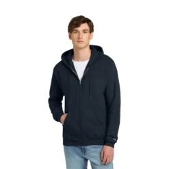 Champion® Powerblend® Full-Zip Hoodie (Q303332) -Qualityimprint Shop Q303332 navy jackets with logo 3