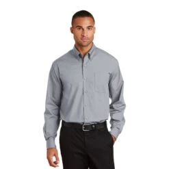 Qualityimprint Shop -Qualityimprint Shop Q315311 Grey Dress Shirts with logo 1