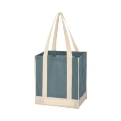 Two-Tone Non-Woven Shopper Tote Bags (12" W X 13" H X 8" D) (Q369311) -Qualityimprint Shop Q369311 blue ivory tote bags with logo 8