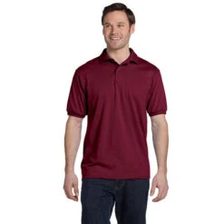 Hanes 5.2 Oz. 50/50 ComfortBlend® EcoSmart® Jersey Knit Polo (Q375576) 18 Hanes 5.2 Oz. 50/50 ComfortBlend® EcoSmart® Jersey Knit Polo (Q375576) -Qualityimprint Shop Q375576 polo shirts cardinalred