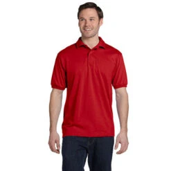 Hanes 5.2 Oz. 50/50 ComfortBlend® EcoSmart® Jersey Knit Polo (Q375576) 21 Hanes 5.2 Oz. 50/50 ComfortBlend® EcoSmart® Jersey Knit Polo (Q375576) -Qualityimprint Shop Q375576 polo shirts deepred