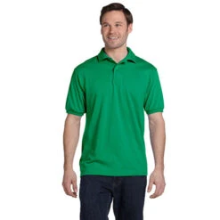 Hanes 5.2 Oz. 50/50 ComfortBlend® EcoSmart® Jersey Knit Polo (Q375576) 23 Hanes 5.2 Oz. 50/50 ComfortBlend® EcoSmart® Jersey Knit Polo (Q375576) -Qualityimprint Shop Q375576 polo shirts kellygreen