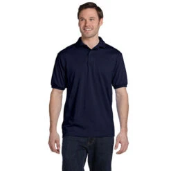 Hanes 5.2 Oz. 50/50 ComfortBlend® EcoSmart® Jersey Knit Polo (Q375576) 27 Hanes 5.2 Oz. 50/50 ComfortBlend® EcoSmart® Jersey Knit Polo (Q375576) -Qualityimprint Shop Q375576 polo shirts navy