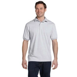 Hanes 5.2 Oz. 50/50 ComfortBlend® EcoSmart® Jersey Knit Polo (Q375576) 29 Hanes 5.2 Oz. 50/50 ComfortBlend® EcoSmart® Jersey Knit Polo (Q375576) -Qualityimprint Shop Q375576 polo shirts white
