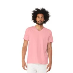 BELLA+CANVAS ® Unisex Jersey Short Sleeve V-Neck Tee (Q377922) -Qualityimprint Shop Q377922 pink v neck t shirts with logo 3