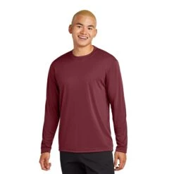 Sport-Tek® Long Sleeve PosiCharge® Competitor™ Tee (Q383465) -Qualityimprint Shop Q383465 Maroon T shirts with logo 1