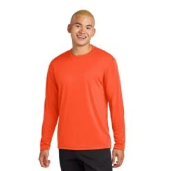Sport-Tek® Long Sleeve PosiCharge® Competitor™ Tee (Q383465) -Qualityimprint Shop Q383465 NeonOrange T shirts with logo 1