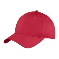 Port & Company® Cotton Twill Youth Six-Panel Unstructured Caps (Q400311) -Qualityimprint Shop Q400311 Red Caps with logo 1