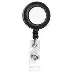 Round Retractable Badge Reel (30” CORD) (Q44337) -Qualityimprint Shop Q44337 black badges with logo 3