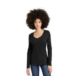 District® Women’s Perfect Tri® Long Sleeve V-Neck Tee (Q487922) 13 District® Women’s Perfect Tri® Long Sleeve V-Neck Tee (Q487922) -Qualityimprint Shop Q487922 black v neck shirts with logo 11