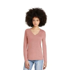 District® Women’s Perfect Tri® Long Sleeve V-Neck Tee (Q487922) 14 District® Women’s Perfect Tri® Long Sleeve V-Neck Tee (Q487922) -Qualityimprint Shop Q487922 blushfrost v neck shirts with logo 10