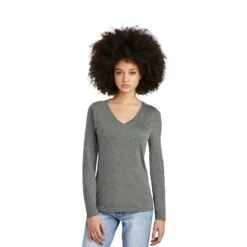 District® Women’s Perfect Tri® Long Sleeve V-Neck Tee (Q487922) 16 District® Women’s Perfect Tri® Long Sleeve V-Neck Tee (Q487922) -Qualityimprint Shop Q487922 heatheredcharcoal v neck shirts with logo 8