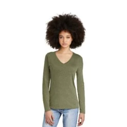 District® Women’s Perfect Tri® Long Sleeve V-Neck Tee (Q487922) 19 District® Women’s Perfect Tri® Long Sleeve V-Neck Tee (Q487922) -Qualityimprint Shop Q487922 militarygreen v neck shirts with logo 5