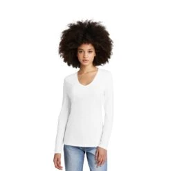District® Women’s Perfect Tri® Long Sleeve V-Neck Tee (Q487922) 21 District® Women’s Perfect Tri® Long Sleeve V-Neck Tee (Q487922) -Qualityimprint Shop Q487922 white v neck shirts with logo 3