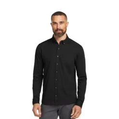 OGIO® Code Stretch Long Sleeve Button-Up Shirt (Q489722) -Qualityimprint Shop Q489722 black dress shirts with logo 4
