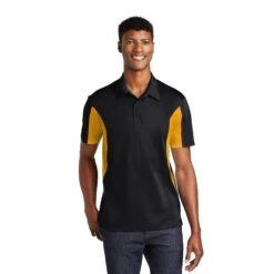 Sport-Tek® Side Blocked Micropique Sport-Wick® Polo Shirt (Q505311) -Qualityimprint Shop Q505311 BlackGold Polo Shirts with logo 1