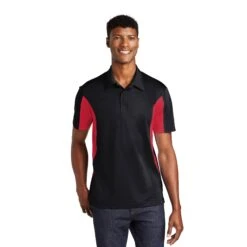 Sport-Tek® Side Blocked Micropique Sport-Wick® Polo Shirt (Q505311) -Qualityimprint Shop Q505311 BlackRed Polo Shirts with logo 1