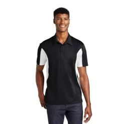 Sport-Tek® Side Blocked Micropique Sport-Wick® Polo Shirt (Q505311) -Qualityimprint Shop Q505311 BlackWhite Polo Shirts with logo 1