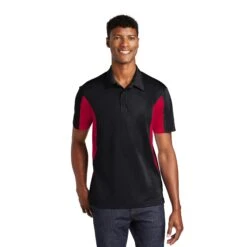 Sport-Tek® Side Blocked Micropique Sport-Wick® Polo Shirt (Q505311) -Qualityimprint Shop Q505311 BlkDpRed Polo Shirts with logo 1