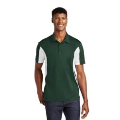 Sport-Tek® Side Blocked Micropique Sport-Wick® Polo Shirt (Q505311) -Qualityimprint Shop Q505311 ForestWhite Polo Shirts with logo 1
