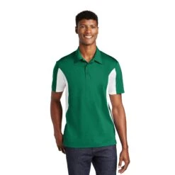 Sport-Tek® Side Blocked Micropique Sport-Wick® Polo Shirt (Q505311) -Qualityimprint Shop Q505311 KellyGrWhite Polo Shirts with logo 1