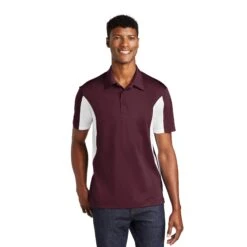 Sport-Tek® Side Blocked Micropique Sport-Wick® Polo Shirt (Q505311) -Qualityimprint Shop Q505311 MaroonWhite Polo Shirts with logo 1