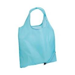 Bazaar RPET Folding Reusable Tote Bag (Q595422) -Qualityimprint Shop Q595422 aqua blue tote bags with logo 4