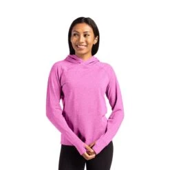 Cutter & Buck Adapt Knit Womens Heathered Hooded Pullover (Q604332) -Qualityimprint Shop Q604332 gelatoheather pullovers with logo 6