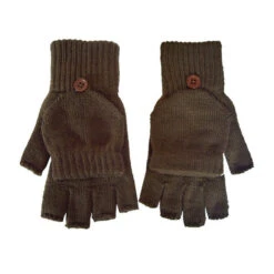 Fingerless Gloves With Flap (Q609511) -Qualityimprint Shop Q609511 brown gloves with logo 3